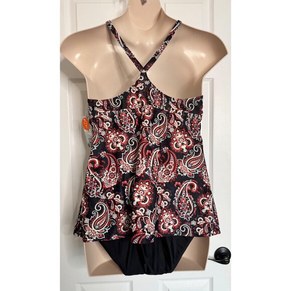 Charmo Halter Top Tankini Swimsuit Size 2XL NWT Bathing Suits Two Piece Black - Picture 3 of 9